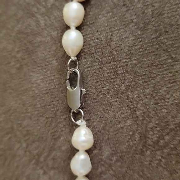 HANDMADE Freshwater Pearl Knotted Opalite Teardrop Festoon Landgirl Necklace - Picture 6 of 8